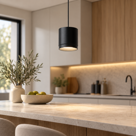 Maytoni polar lampada a sospensione per isola cucina moderna cilindrica nero