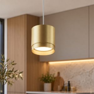 Maytoni polar lampada a sospensione per cucina moderna cilindrica oro opaco