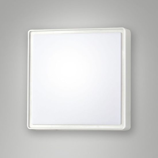 Fabas oban plafoniera da esterno balcone quadrata bianca led 15w 3000k ip65
