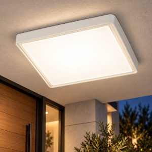 Fabas plafoniera da esterno oban bianca quadrata led 15w 4000k ip65