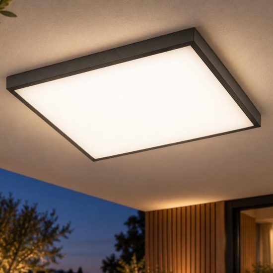 Fabas desdy plafoniera per esterno balcone quadrata nera led 30w 3000k ip54