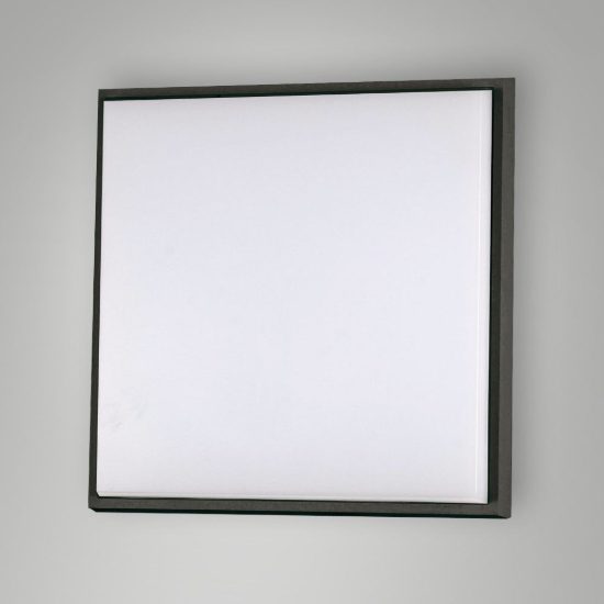 Fabas desdy plafoniera per esterno balcone quadrata nera led 30w 3000k ip54
