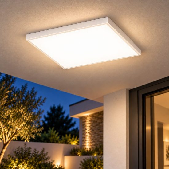 Fabas desdy plafoniera da esterno led 30w 3000k ip54 minimal quadrata bianco