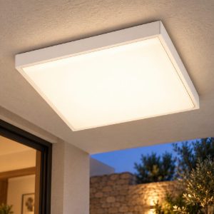 Fabas luce desdy plafoniera da esterno led 10w 3000k ip54 minimal quadrata bianco