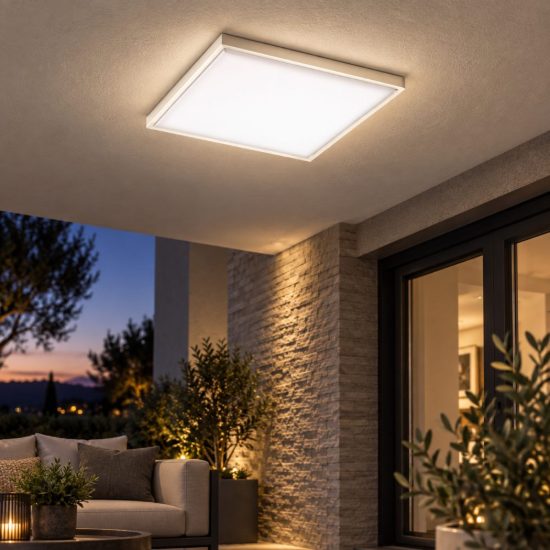 Fabas luce desdy plafoniera da esterno led 10w 3000k ip54 minimal quadrata bianco