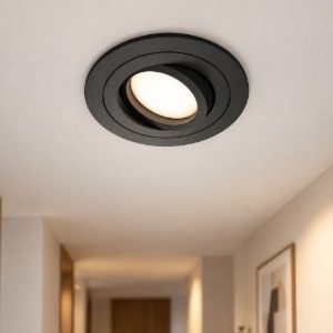 Faretto da incasso moderno tondo nero  gu10 maytoni atom orientabile