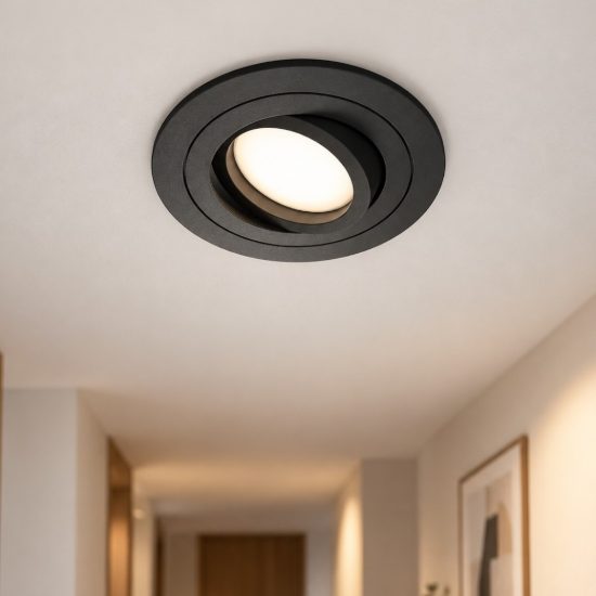 Faretto da incasso moderno tondo nero  gu10 maytoni atom orientabile