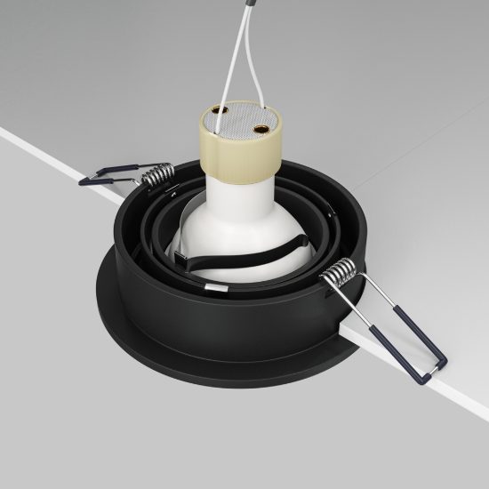 Faretto da incasso moderno tondo nero  gu10 maytoni atom orientabile