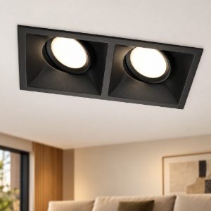 Maytoni dot faretto doppio moderno rettangolare nero da incasso gu10