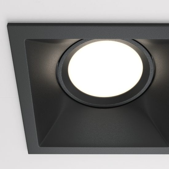 Maytoni dot faretto doppio moderno rettangolare nero da incasso gu10
