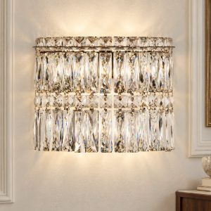 Applique da parete classica cromo cristallo per soggiorno led 12w 3500k dimmerabile