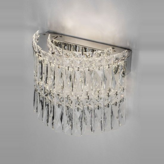 Applique da parete classica cromo cristallo per soggiorno led 12w 3500k dimmerabile