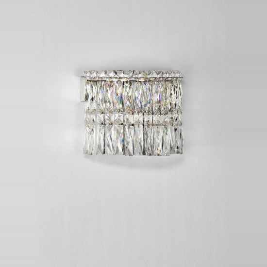 Applique da parete classica cromo cristallo per soggiorno led 12w 3500k dimmerabile