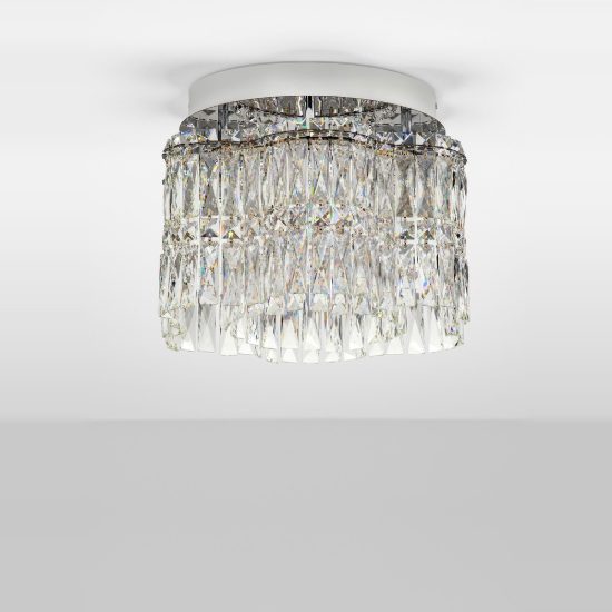 Plafoniera classica cromo cristallo per camera da letto led 28w 3500k dimmerabile