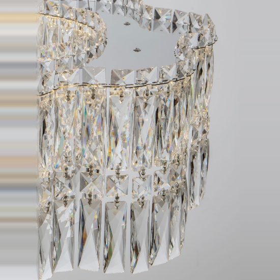 Lampadario a sospensione classico cromo cristallo per soggiorno led 34w 3500k