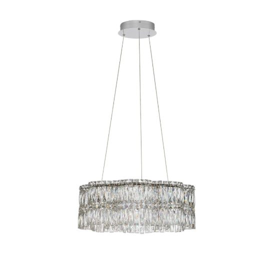 Lampadario a sospensione classico cromo cristallo per soggiorno led 34w 3500k