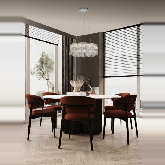 Lampadario a sospensione classico cromo cristallo per soggiorno led 34w 3500k