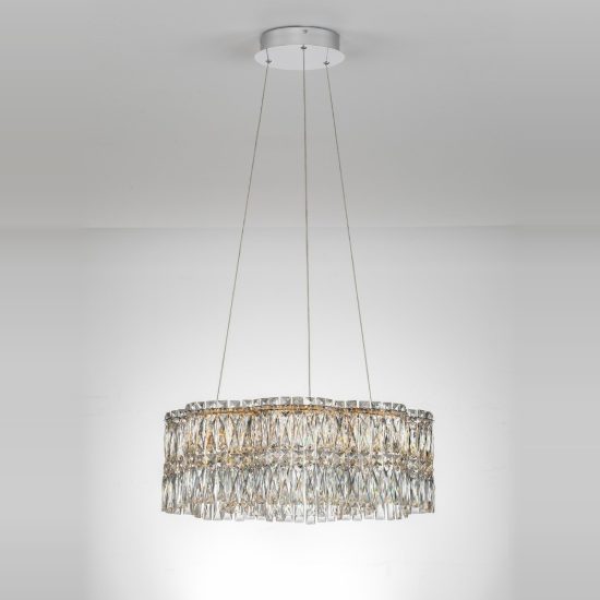 Lampadario a sospensione classico cromo cristallo per soggiorno led 34w 3500k