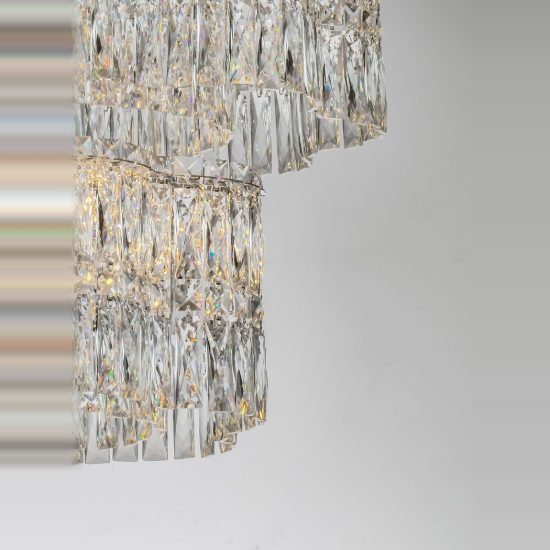 Lampadario a sospensione classico cromo cristallo per soggiorno led 56w 3500k
