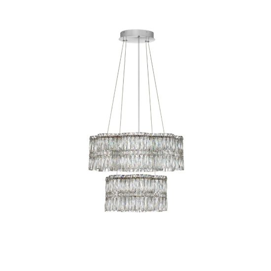 Lampadario a sospensione classico cromo cristallo per soggiorno led 56w 3500k
