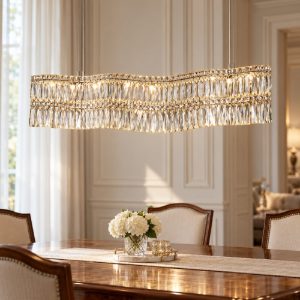 Lampadario a sospensione classico cromo cristallo per soggiorno led 34w 3500k