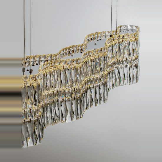 Lampadario a sospensione classico cromo cristallo per soggiorno led 34w 3500k