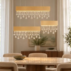 Lampadario a sospensione oro per sala da pranzo led 84w 3500k