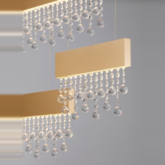 Lampadario a sospensione oro per sala da pranzo led 84w 3500k