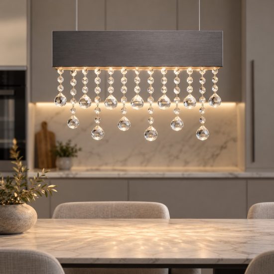 Lampadario a sospensione per sala da pranzo titanio led 20w 3500k dimmerabile