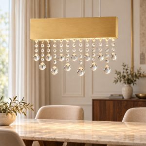 Lampadario a sospensione oro per sala da pranzo led 20w 3500k dimmerabile