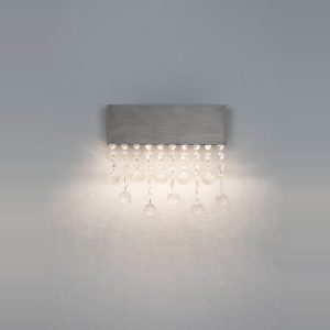 Applique da parete classica per soggiorno titanio cristallo led 15w 3500k dimmerabile