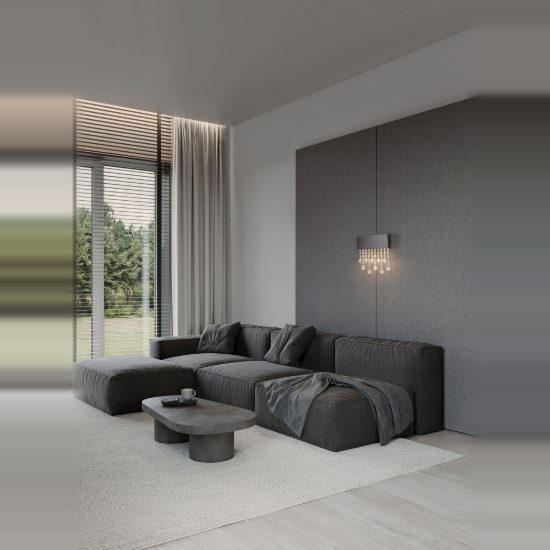 Applique da parete classica per soggiorno titanio cristallo led 15w 3500k dimmerabile