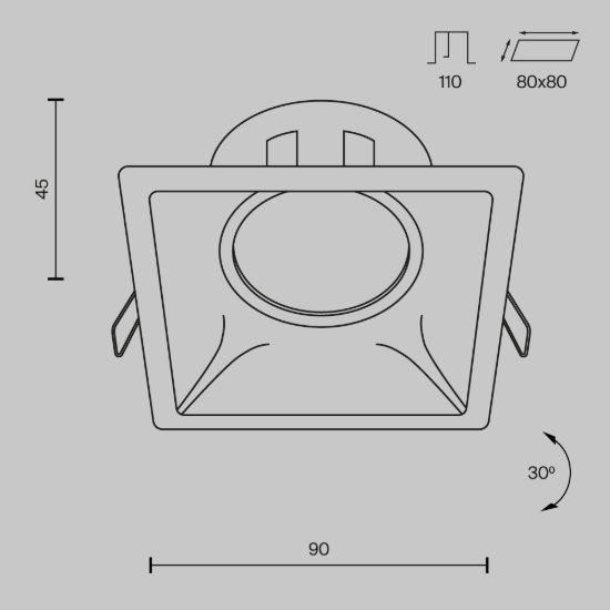 Faretto da incasso gu10 per cabina armadio moderno quadrato bianco maytoni dot