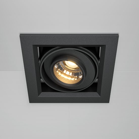 Modern faretto moderno nero da incasso led 10w 3000k orientabile maytoni metal