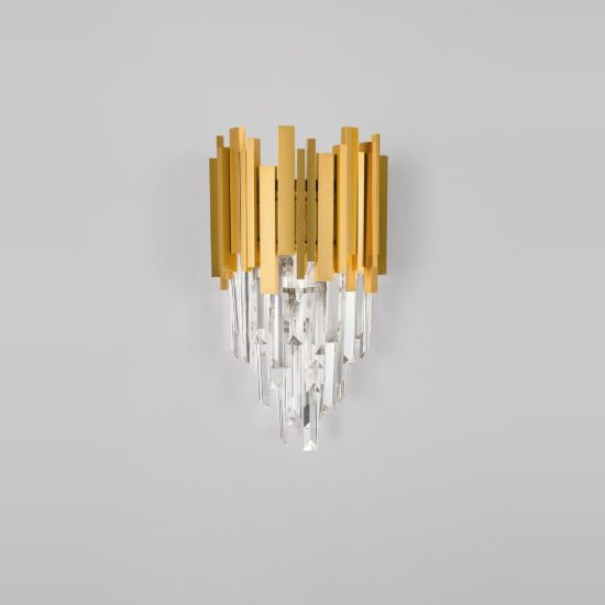 Applique classica da parete con pendenti oro cristallo per cucina