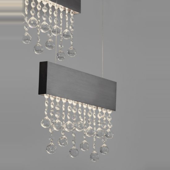 Lampadario a sospensione per sala da pranzo titanio led 84w 3500k 3 luci dimmerabile