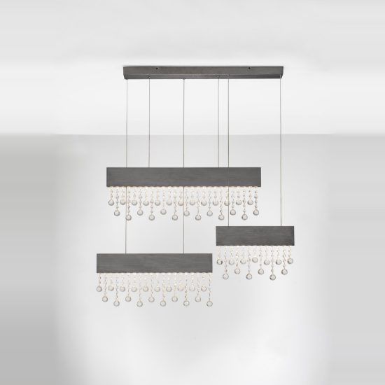 Lampadario a sospensione per sala da pranzo titanio led 84w 3500k 3 luci dimmerabile