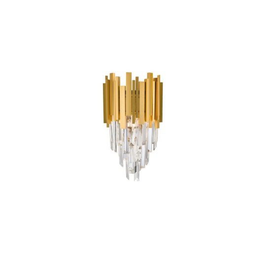 Applique classico con pendenti oro cristallo per soggiorno