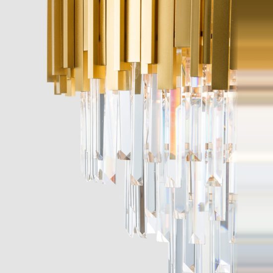 Lampadario classico a sospensione con pendenti oro cristallo per soggiorno 8 luci