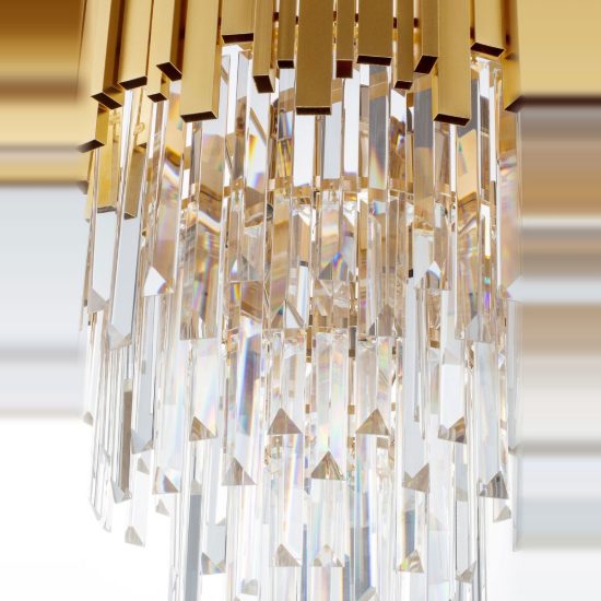 Lampadario classico a sospensione con pendenti oro cristallo per soggiorno 8 luci