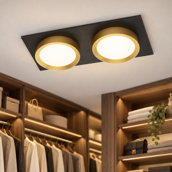 Maytoni hoop doppio faretto da incasso gx53 per interni moderno nero e oro