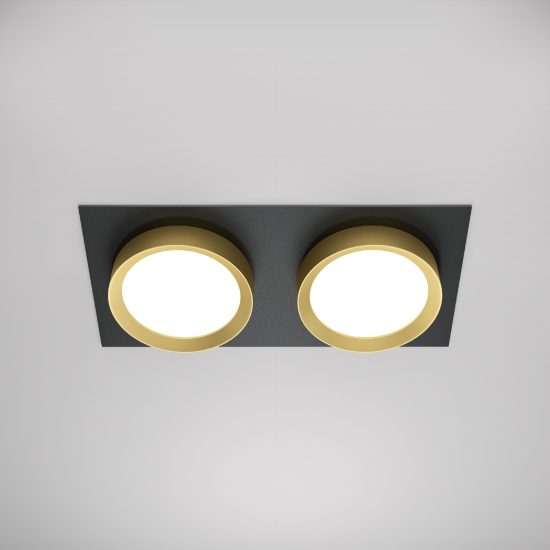 Maytoni hoop doppio faretto da incasso gx53 per interni moderno nero e oro