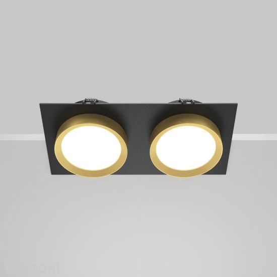 Maytoni hoop doppio faretto da incasso gx53 per interni moderno nero e oro
