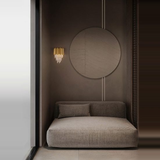 Applique classica da parete con pendenti oro cristallo