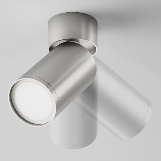 Maytoni focus s faretto da soffitto cilindrico argento opaco orientabile