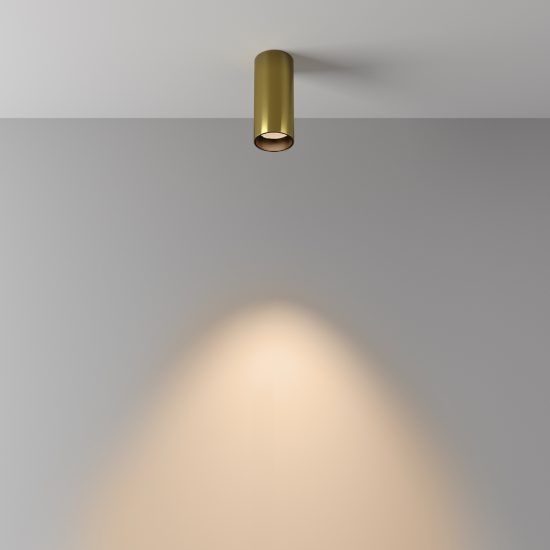 Maytoni focus led faretto da soffitto cilindro led 12w 3000k ottone