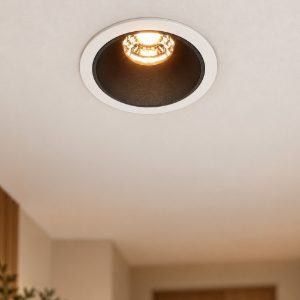 Maytoni alfa led faretto tondo bianco e nero da incasso led 10w 2700k