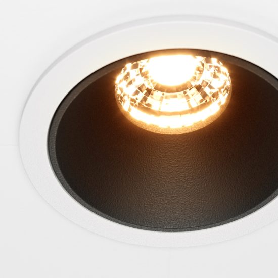Maytoni alfa led faretto tondo bianco e nero da incasso led 10w 2700k