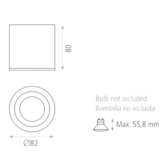 Faretto per esterno bagno cilindro cromo da soffitto