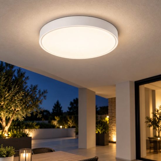 Fabas plafoniera per esterno balcone bianca rotonda led 27w 3000k30cm  ip65